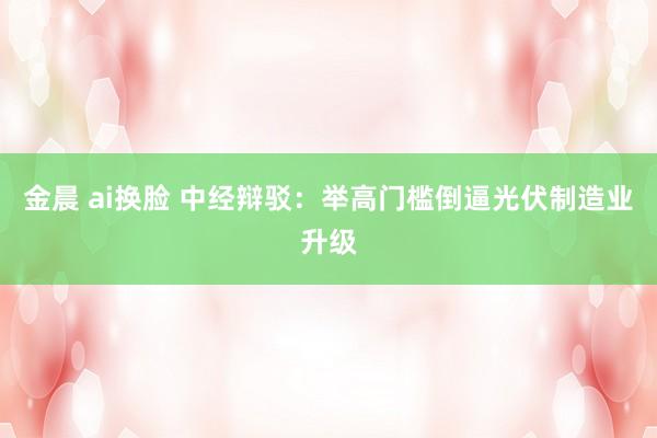 金晨 ai换脸 中经辩驳：举高门槛倒逼光伏制造业升级