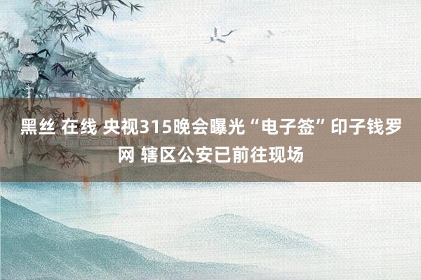 黑丝 在线 央视315晚会曝光“电子签”印子钱罗网 辖区公安已前往现场